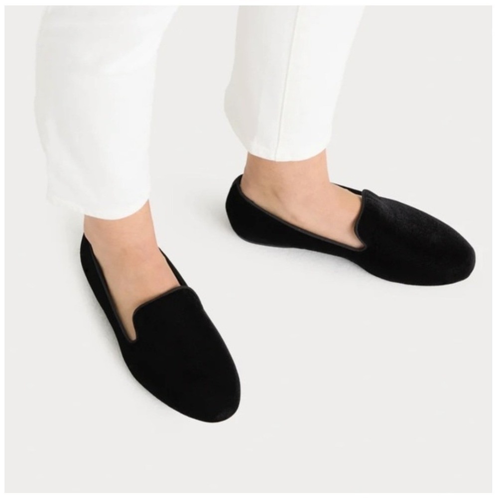 Birdies Starling Loafers Size 8 Black Calf Hair Pointed Toe Smoking Slipper Flat
